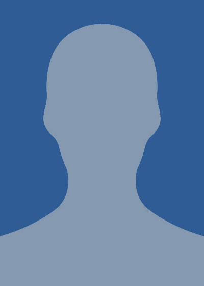 A generic silhouette of a persons head and shoulders against a blue background.